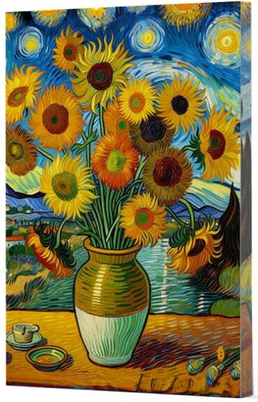 VAN GOGH 10 AYÇİÇEKLERİ ÇİZGİSİZ DEFTER YAN BASKIL