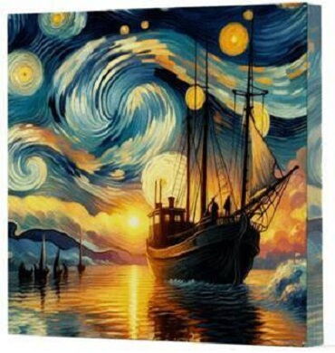 VAN GOGH 2 GEMİ ÇİZGİSİZ DEFTER YAN BASKILI