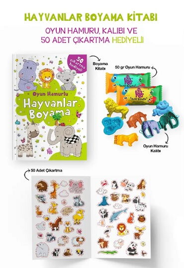 HAYVANLAR BOYAMA KİTABI OYUN HAMURU OYUNCAK VE 
