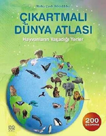 DÜNYA ATLASI ÇIKARTMALI HAYVANLARIN YAŞADIĞI YERLE