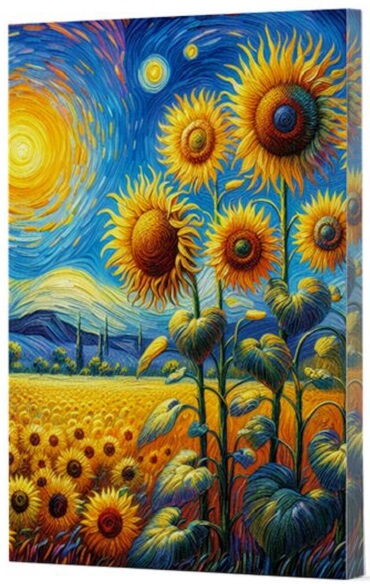 VAN GOGH 4 AYÇİÇEKLERİ ÇİZGİLİ DEFTER YAN BASKILI