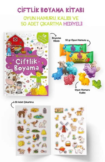 ÇİFTLİK BOYAMA KİTABI OYUN HAMURU OYUNCAK VE ÇIKAR