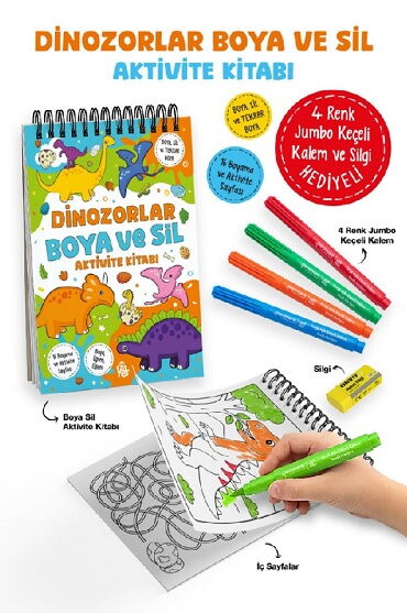 DİNOZORLAR BOYA VE SİL AKTİVİTE KİTABI 3 YAŞ+