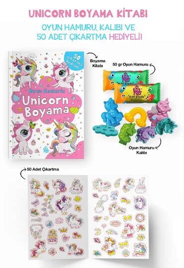 UNICORN BOYAMA KİTABI OYUN HAMURU OYUNCAK VE ÇIKAR