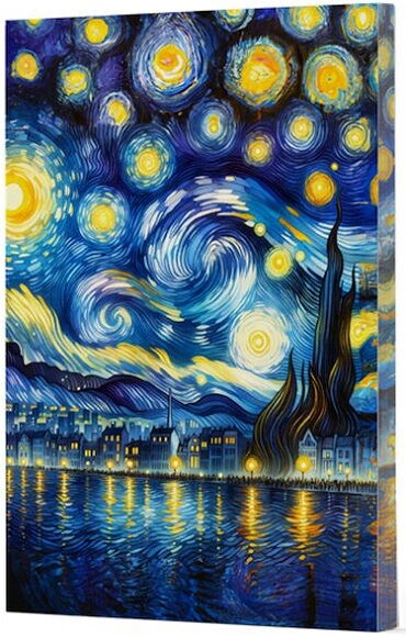 VAN GOGH 7 YILDIZLI GECE ÇİZGİLİ DEFTER YAN BASKIL