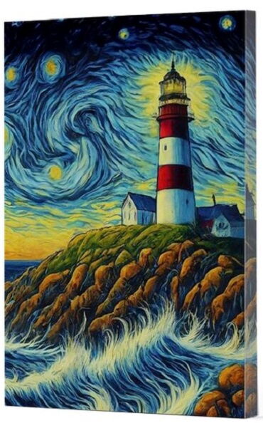 VAN GOGH 8 DENİZ FENERİ ÇİZGİSİZ DEFTER YAN BASKIL