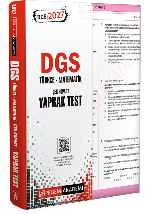 DGS TÜRKÇE MATEMATİK ÇEK KOPART YAPRAK TEST 2027