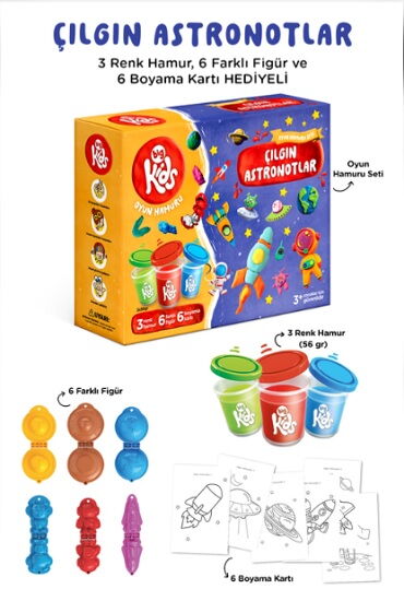 ÇILGIN ASTRONOTLAR OYUN HAMURU SETİ 15 PARÇA