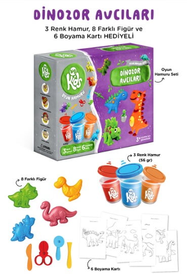 DİNOZOR AVCILARI OYUN HAMURU SETİ 17 PARÇA 