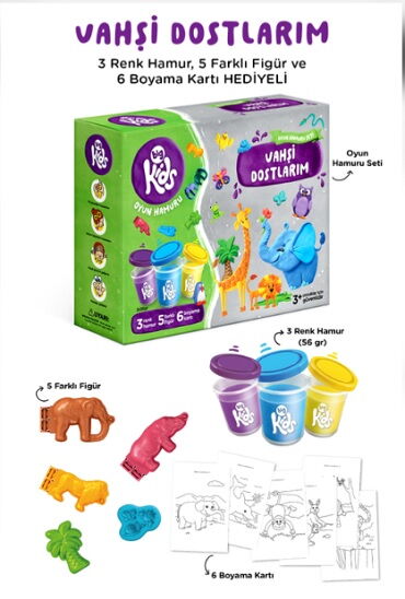 VAHŞİ DOSTLARIM OYUN HAMURU SETİ 14 PARÇA 