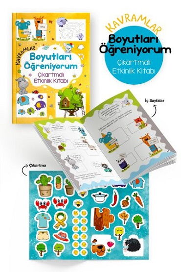 KAVRAMLAR BOYUTLARI ÖĞRENİYORUM ÇIKARTMALI 3+YAŞ