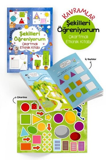 KAVRAMLAR ŞEKİLLERİ ÖĞRENİYORUM ÇIKARTMALI 3+YAŞ