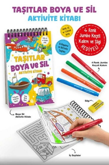 TAŞITLAR BOYA VE SİL AKTİVİTE KİTABI 3 YAŞ+