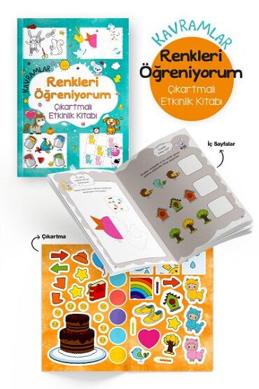 KAVRAMLAR RENKLERİ ÖĞRENİYORUM ÇIKARTMALI 3+YAŞ