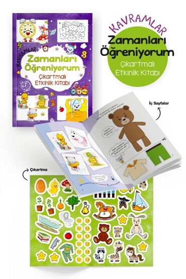 KAVRAMLAR ZAMANLARI ÖĞRENİYORUM ÇIKARTMALI 3+YAŞ