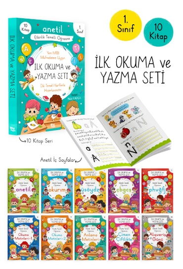 1.SINIF İLK OKUMA VE YAZMA SETİ ANETİL 10 KİTAP