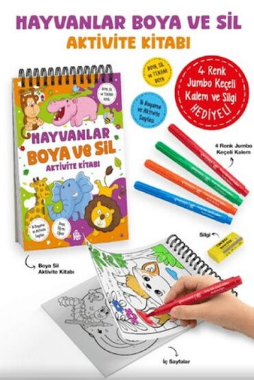 HAYVANLAR BOYA VE SİL AKTİVİTE KİTABI 3 YAŞ+
