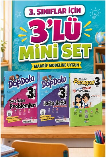 3.SINIF DOPDOLU 3 LÜ MİNİ SET MAARİF MODELİ