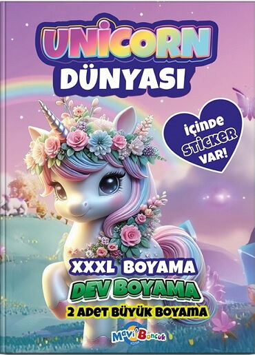 UNİCORN DÜNYASI XXXL 2 ADET DEV BOYAMA STİCKERLI